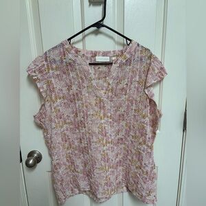 Sunny Leigh Women's Blouse in Pink with eyelet pattern